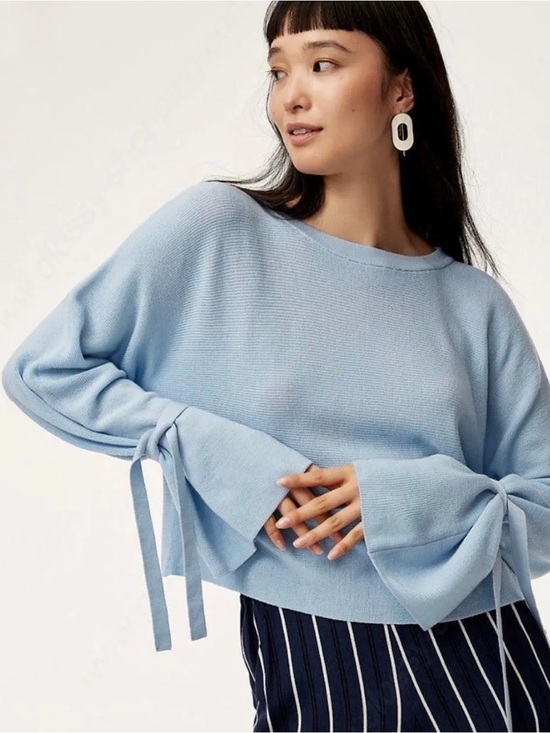 Aritzia Sweaters - Aritzia Wilfred Emmy Sweater Blue Light Tie-Sleeve Sweater Top - Small